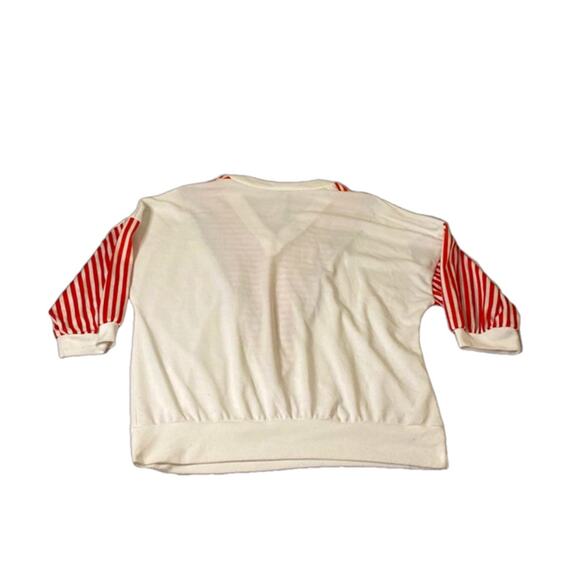 Vintage 80s Tops’n Tops Miami Red Stripe V-Neck Blouse Size 12 Made in USA - Picture 6 of 6